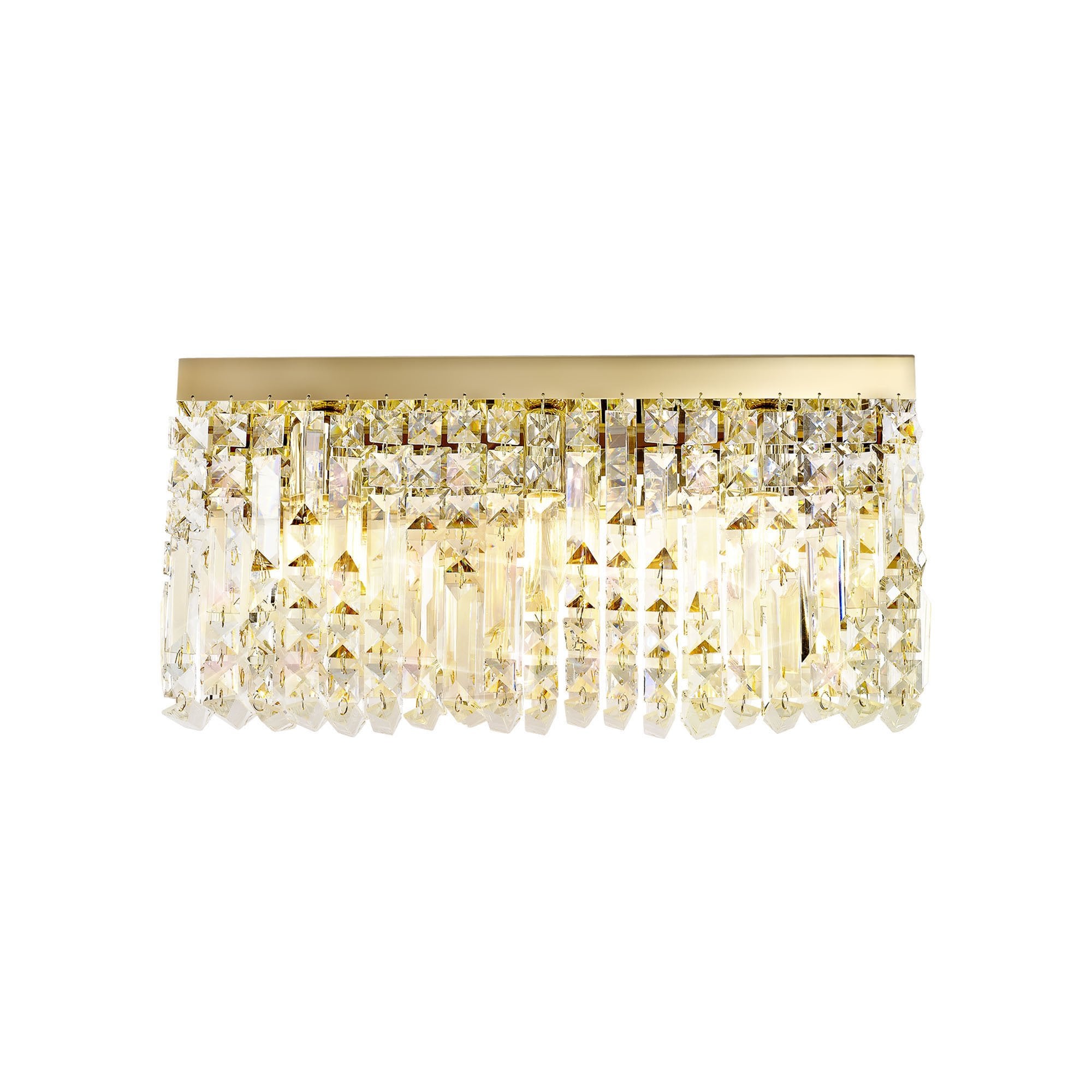 NL78219 Zian 50x24cm Rectangular Large Wall Lamp 3 Light Gold/Crystal