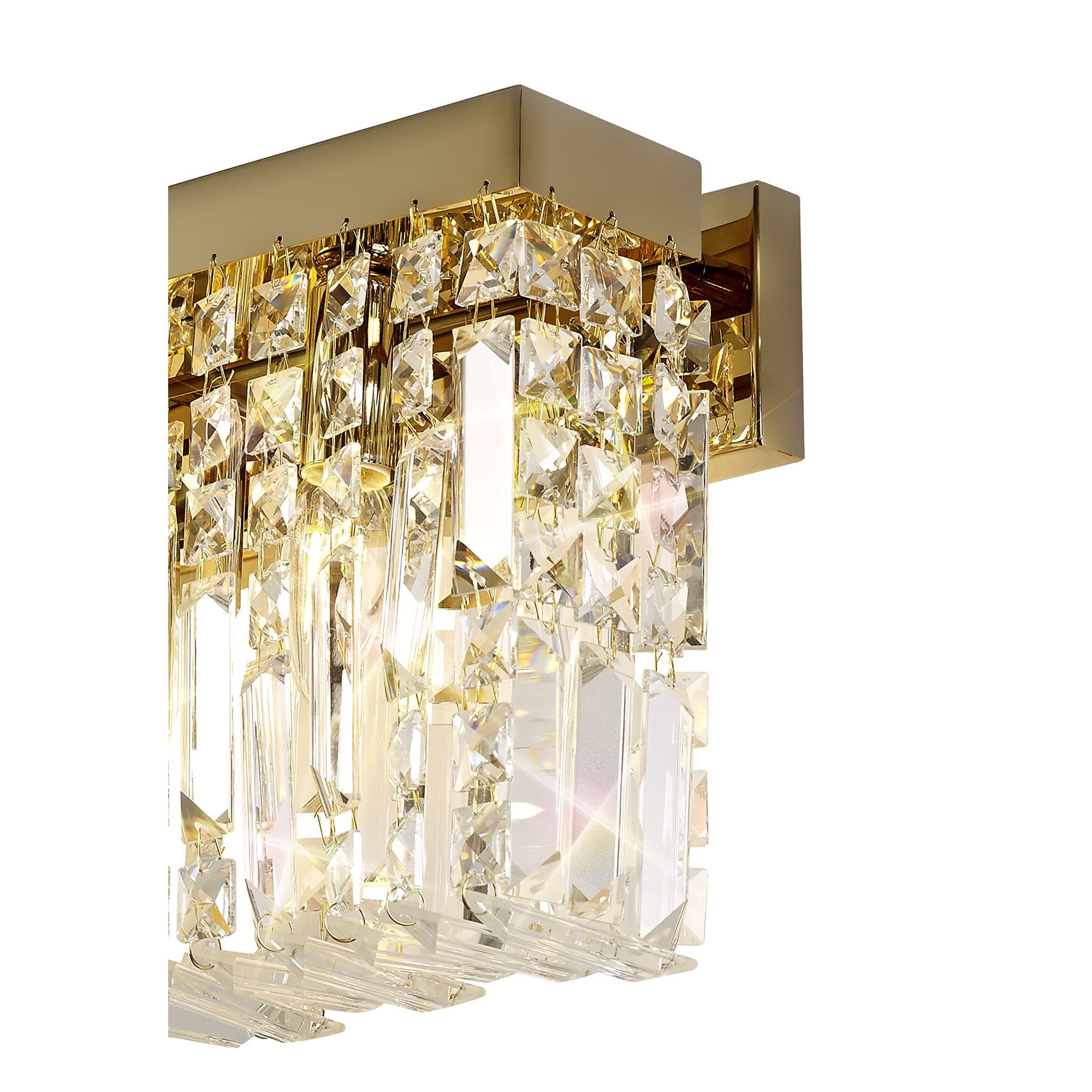 NL78219 Zian 50x24cm Rectangular Large Wall Lamp 3 Light Gold/Crystal