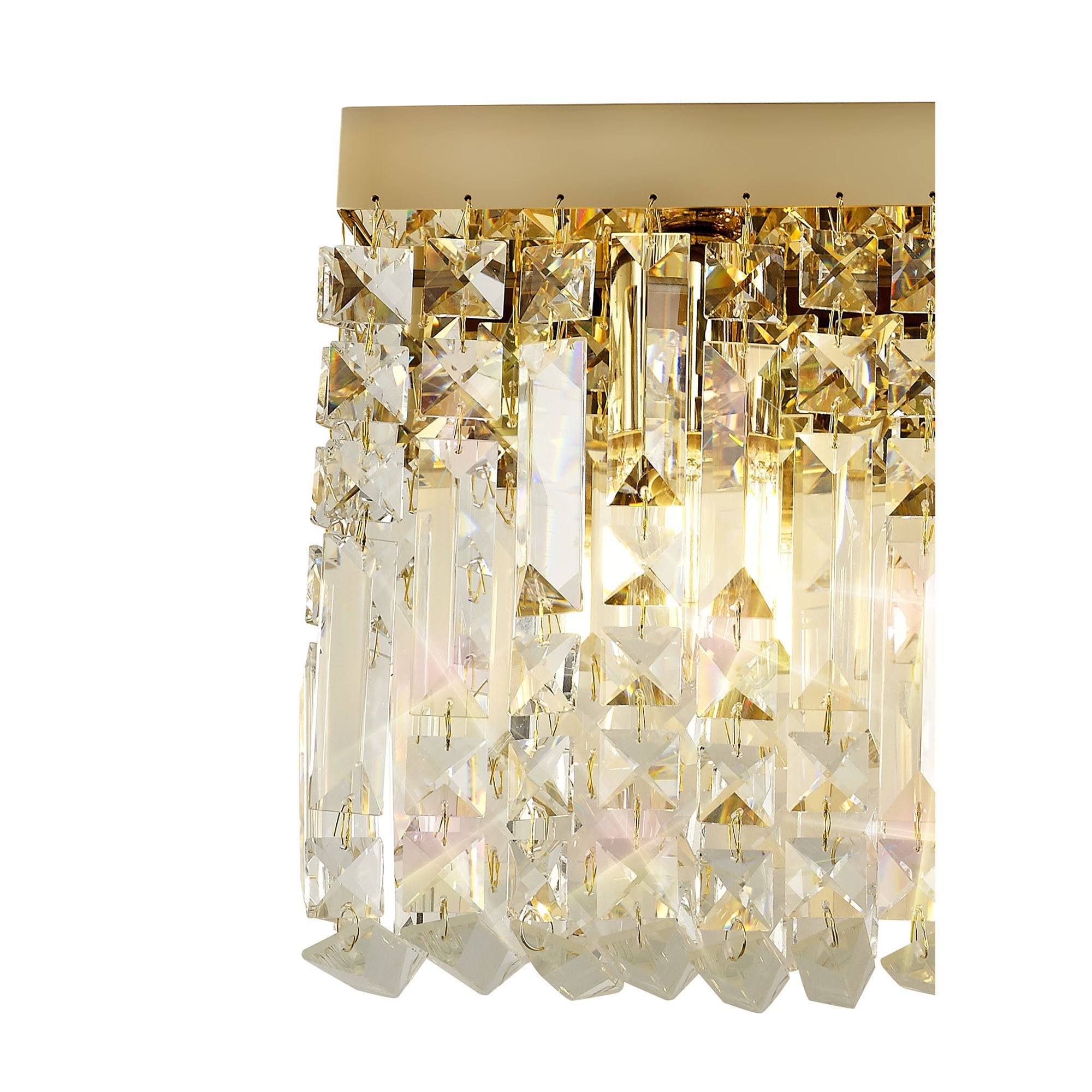 NL78219 Zian 50x24cm Rectangular Large Wall Lamp 3 Light Gold/Crystal