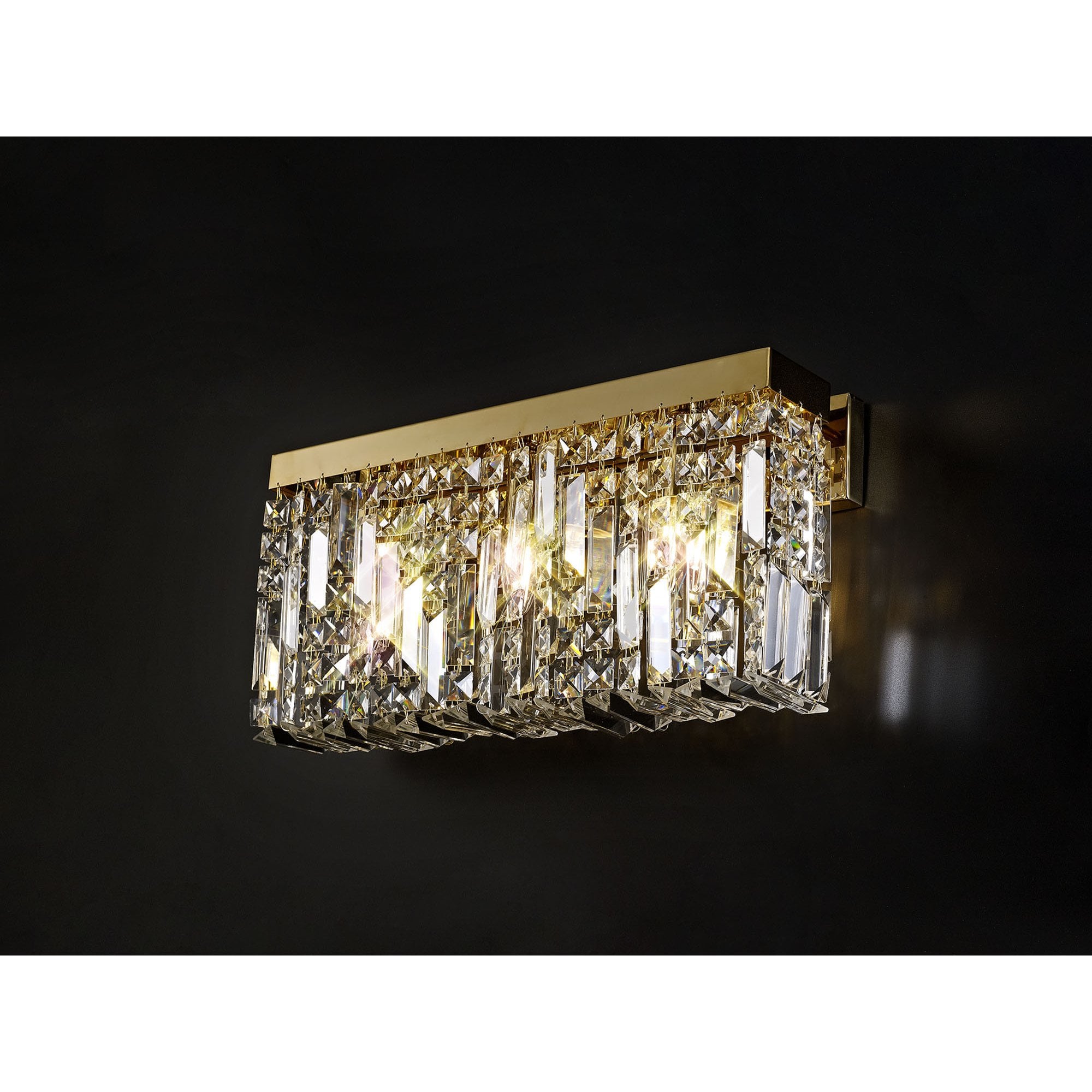 NL78219 Zian 50x24cm Rectangular Large Wall Lamp 3 Light Gold/Crystal