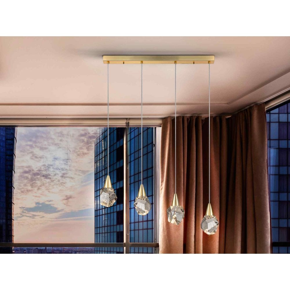 157155 Aquaria LED Pendant 4 Light Matt Gold