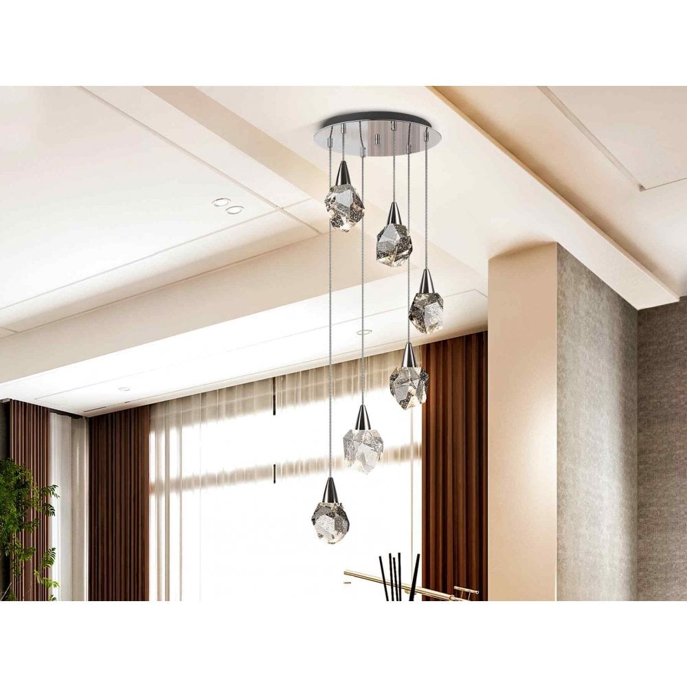 157239 Aquaria LED Pendant 6 Light Chrome