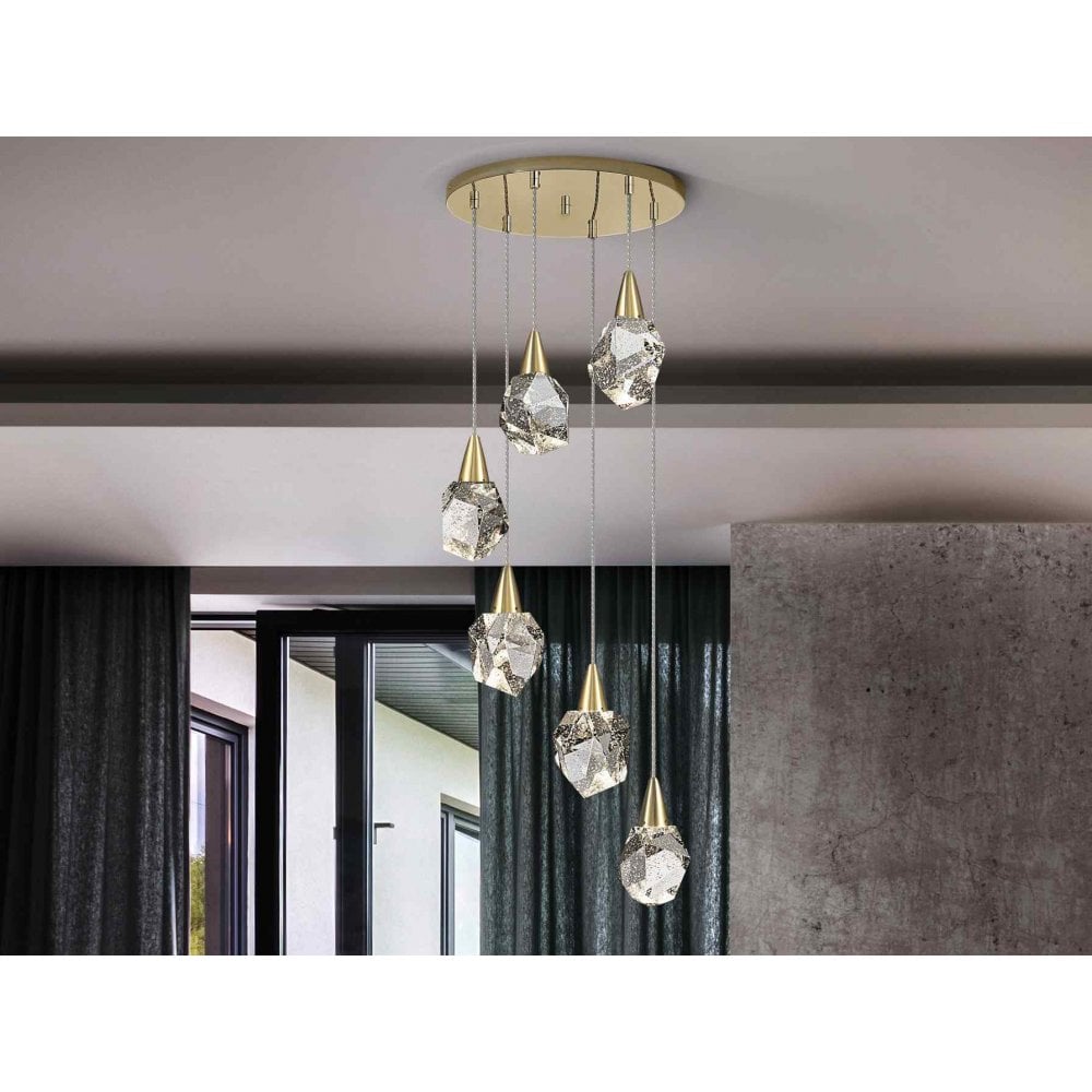 157261 Aquaria LED Pendant 6 Light Matt Gold
