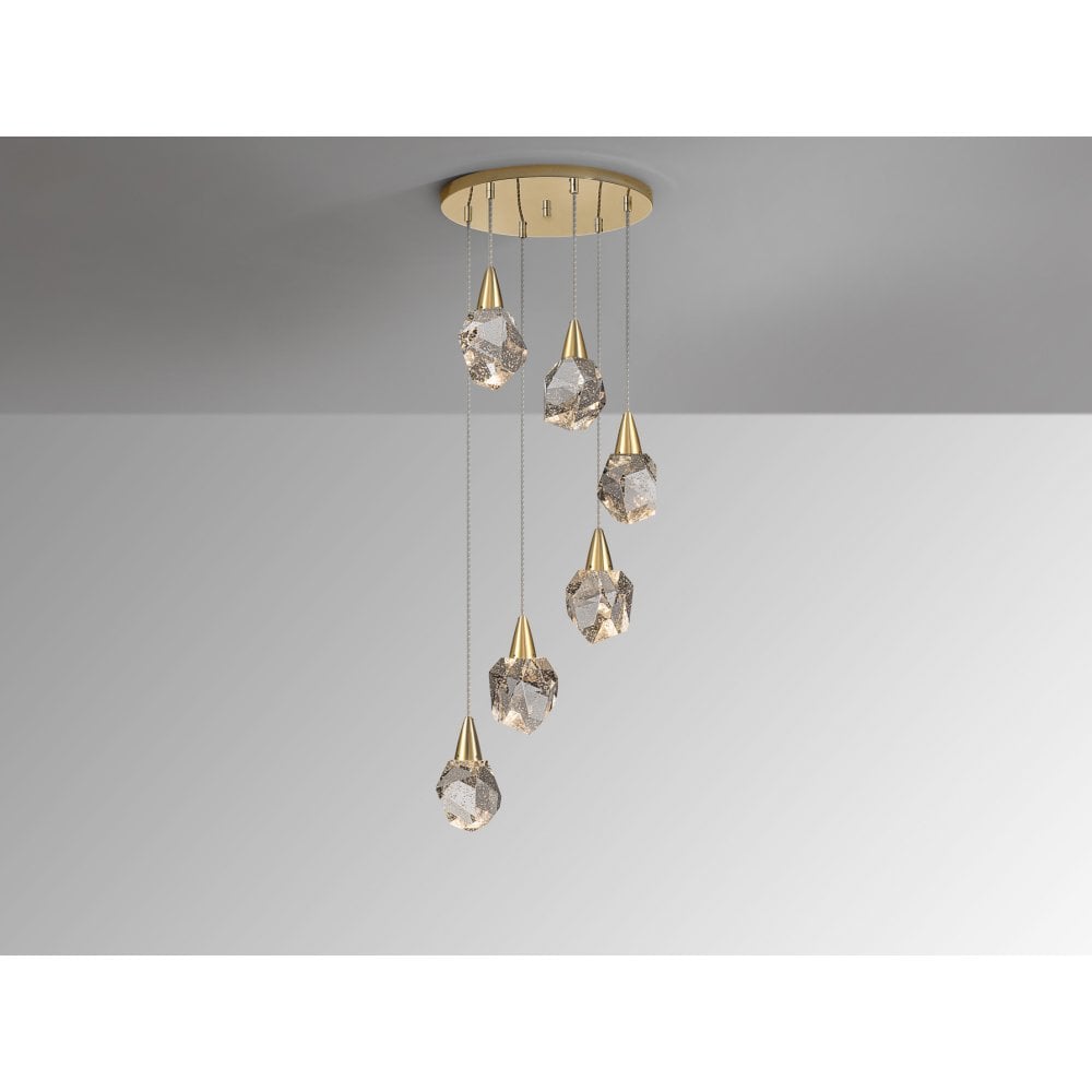 157261 Aquaria LED Pendant 6 Light Matt Gold