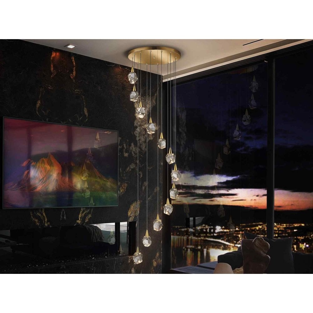 157322 Aquaria LED Pendant 12 Light Matt Gold