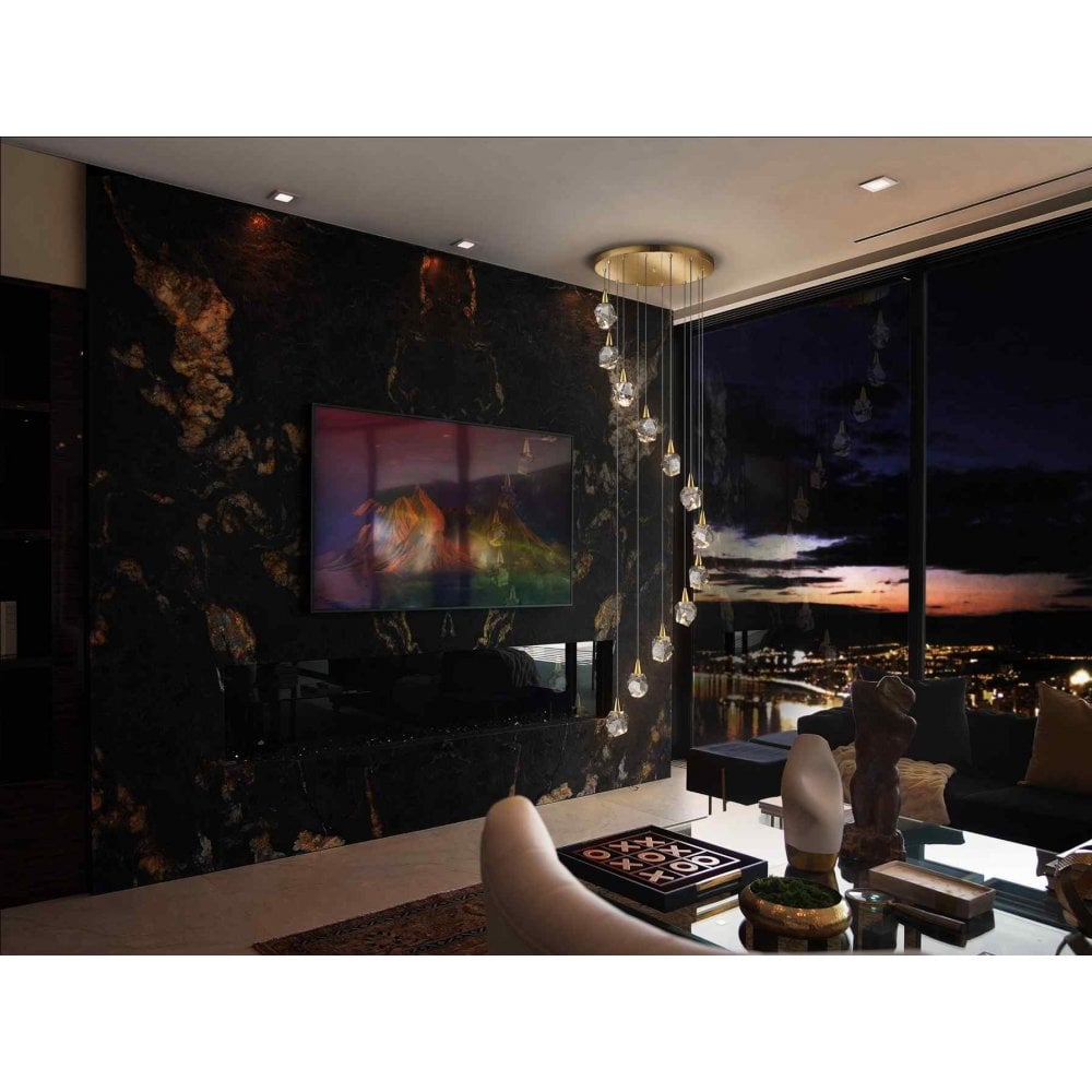 157322 Aquaria LED Pendant 12 Light Matt Gold