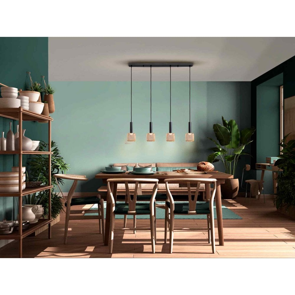 175395 Sincro LED Pendant 4 Light Black Gold