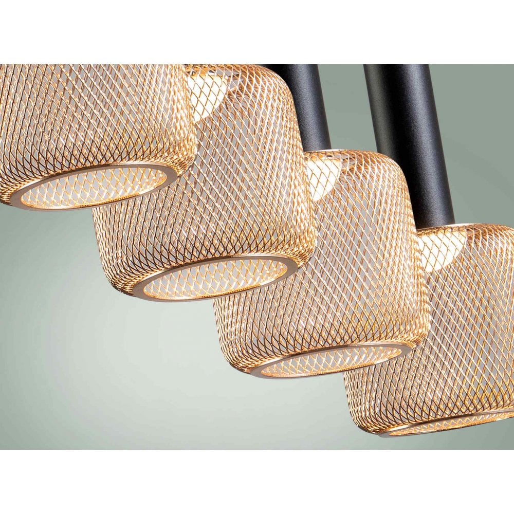 175395 Sincro LED Pendant 4 Light Black Gold