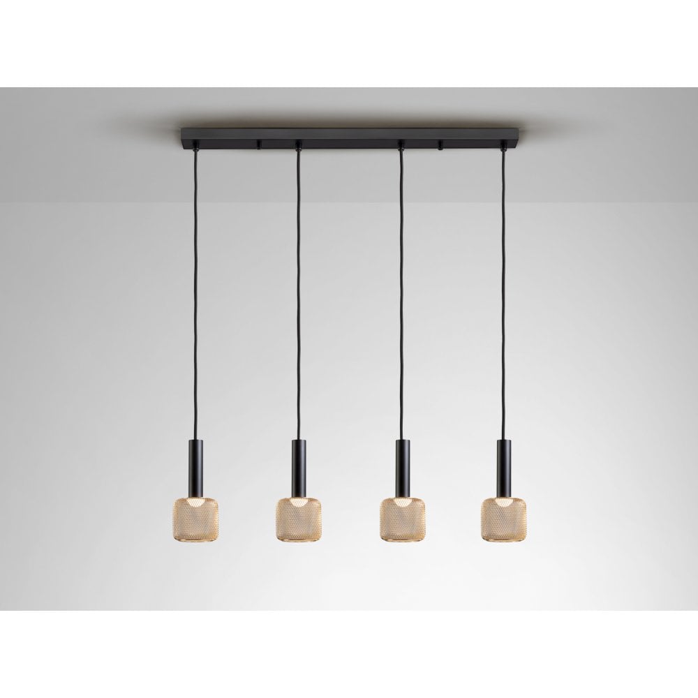 175395 Sincro LED Pendant 4 Light Black Gold