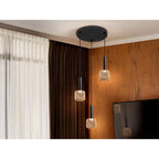 175470 Sincro LED Pendant 3 Light Black/Gold