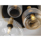225342 Norma Ceiling 3 Light Black/Brass Mixed Glass Shades