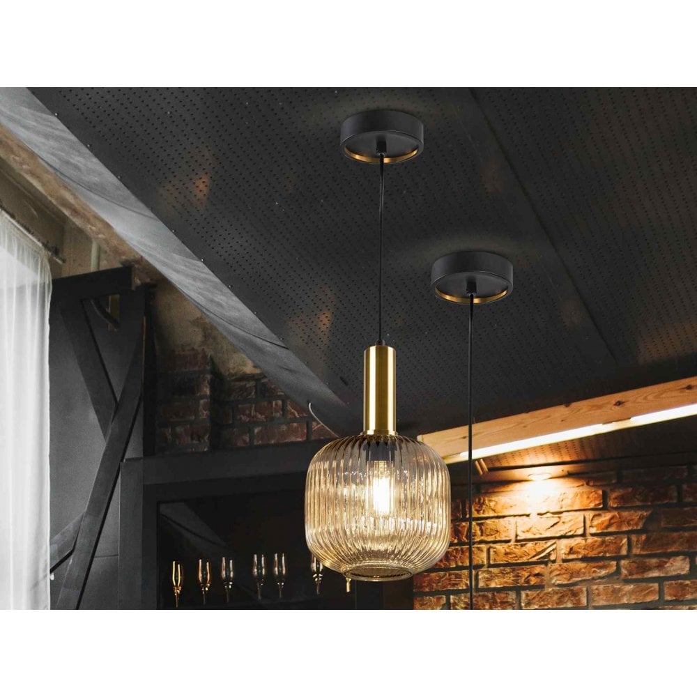 225588 Norma Pendant 1 Light Amber