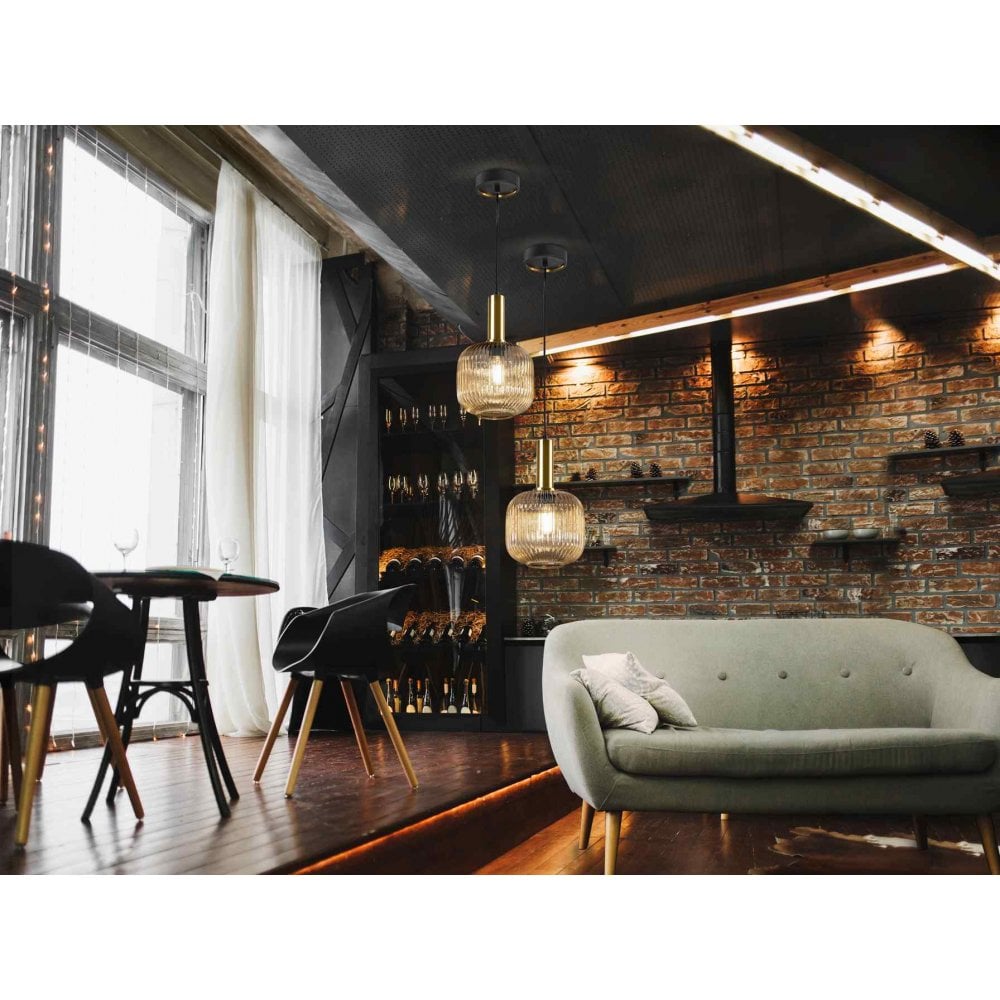 225588 Norma Pendant 1 Light Amber