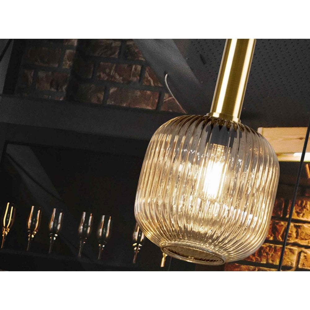 225588 Norma Pendant 1 Light Amber