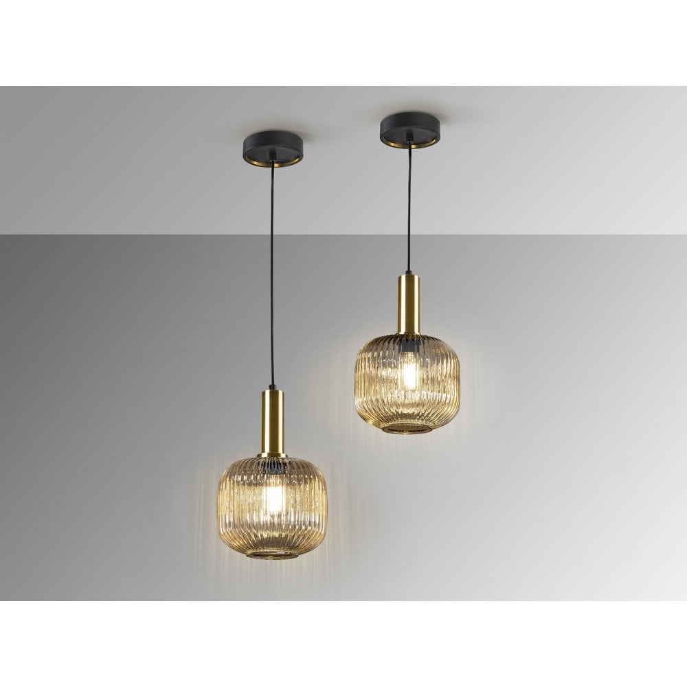 225588 Norma Pendant 1 Light Amber