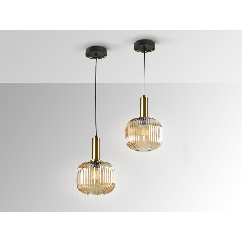 225588 Norma Pendant 1 Light Amber