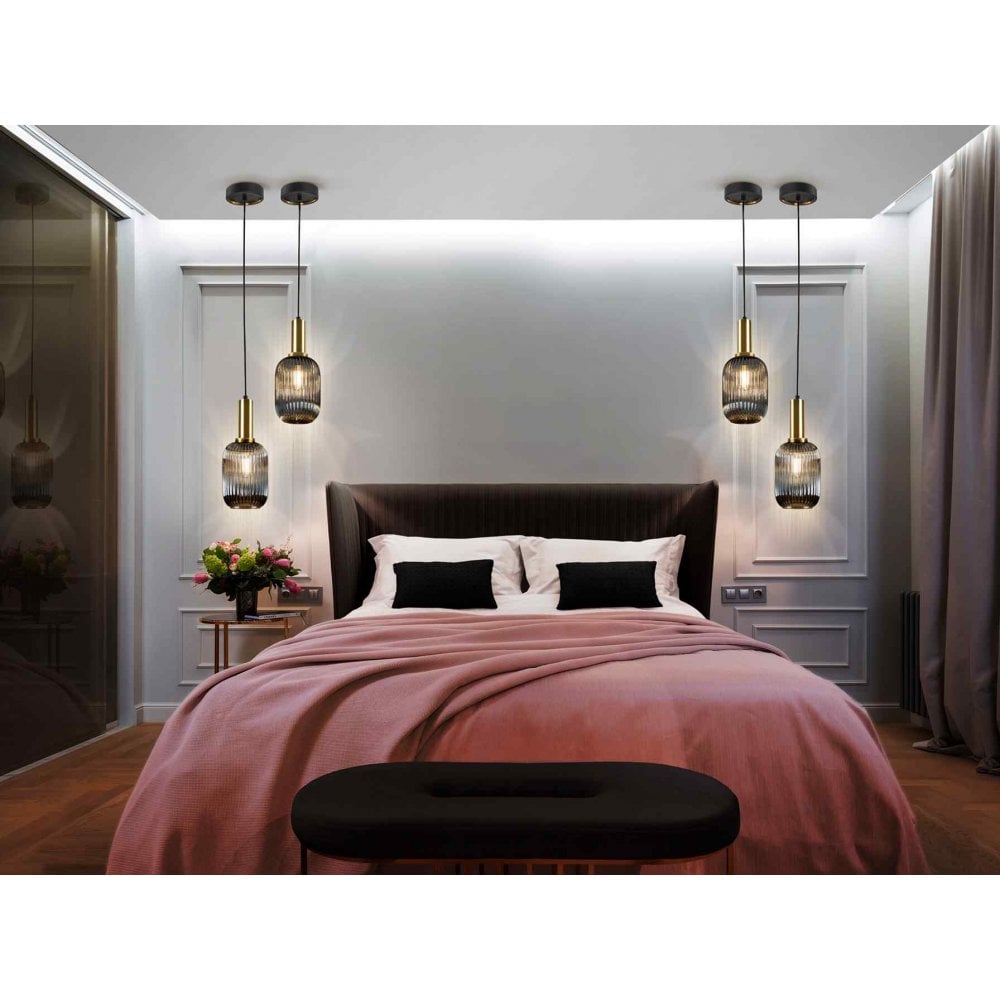 225632 Norma Pendant 1 Light Smoke Grey
