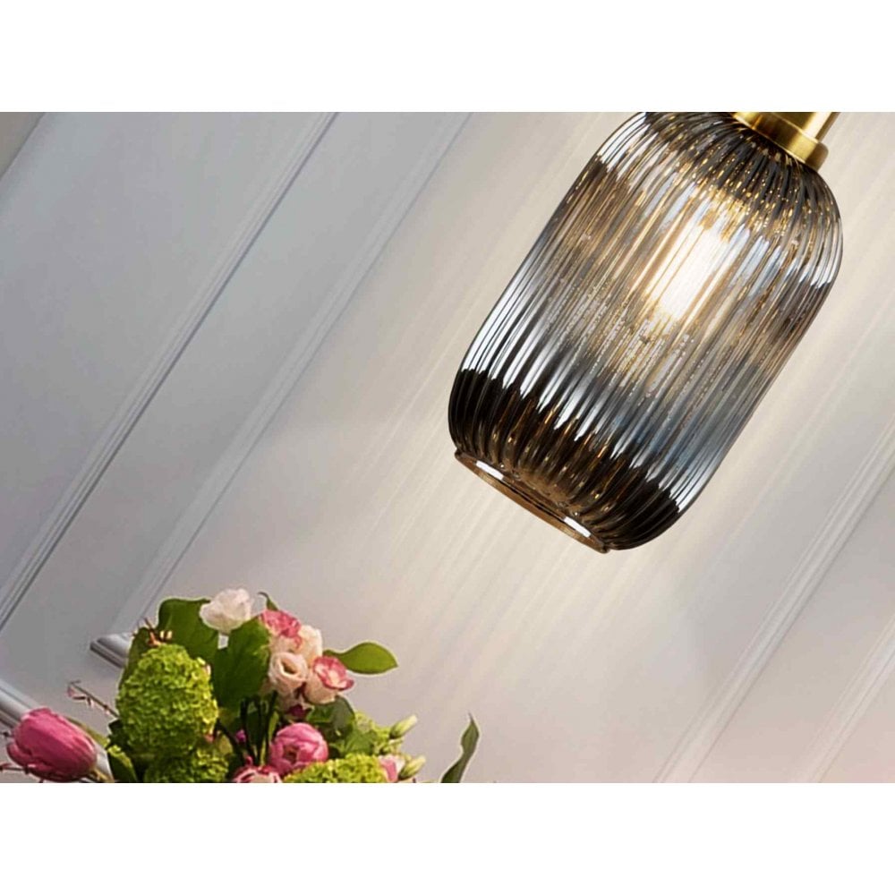225632 Norma Pendant 1 Light Smoke Grey