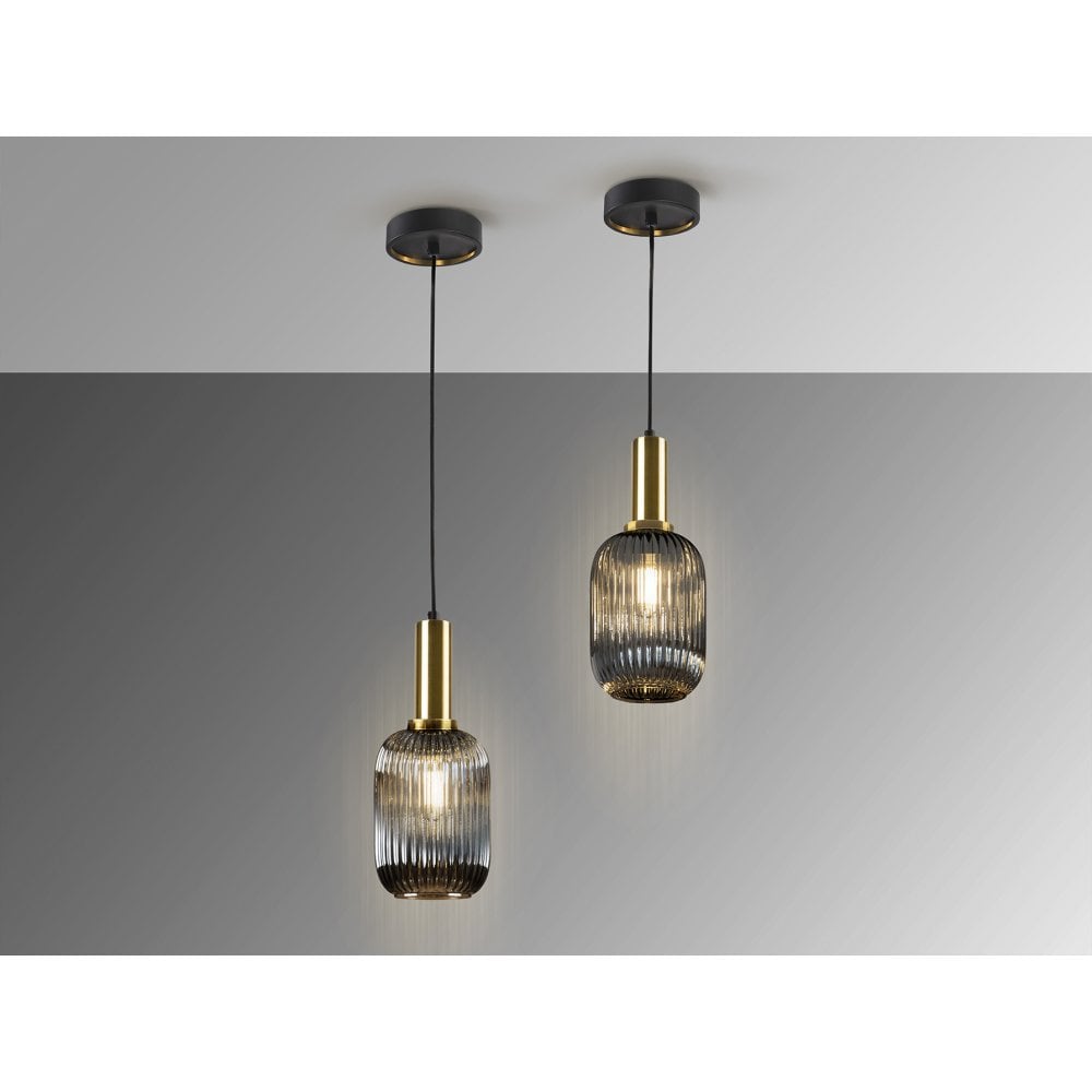 225632 Norma Pendant 1 Light Smoke Grey