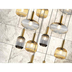 225892 Norma Pendant 18 Light Black Brass Mix Glass Shades