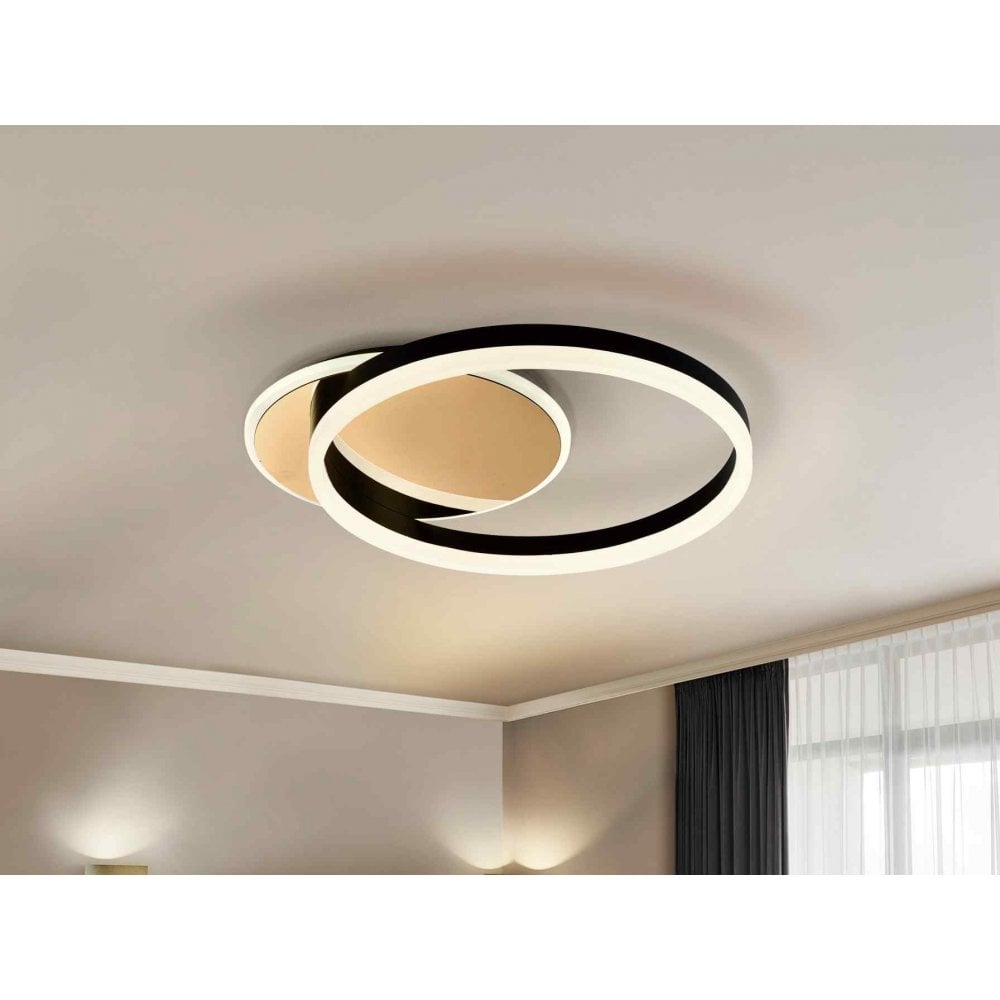 Oriel LED Flush Ceiling  Light Gold/Black