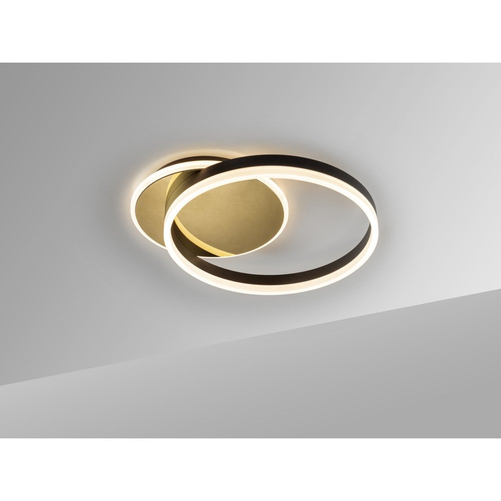 Oriel LED Flush Ceiling  Light Gold/Black
