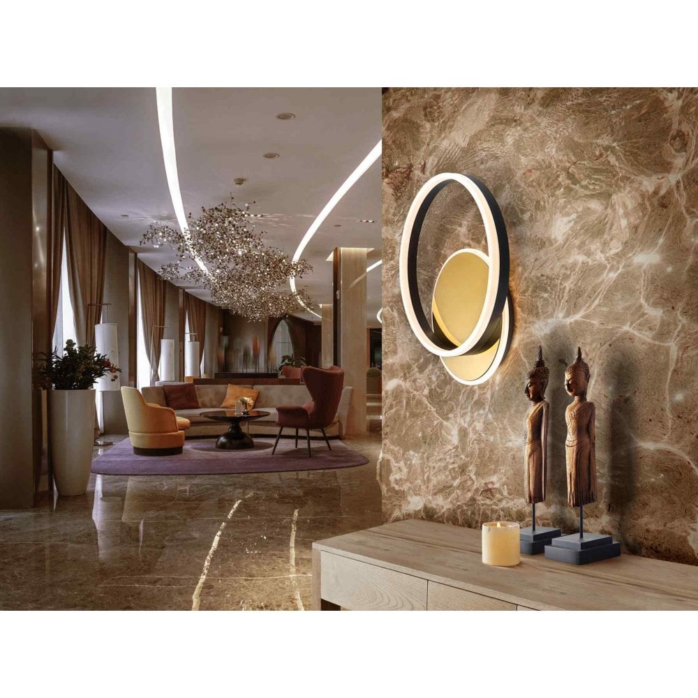 Oriel LED Flush Ceiling  Light Gold/Black