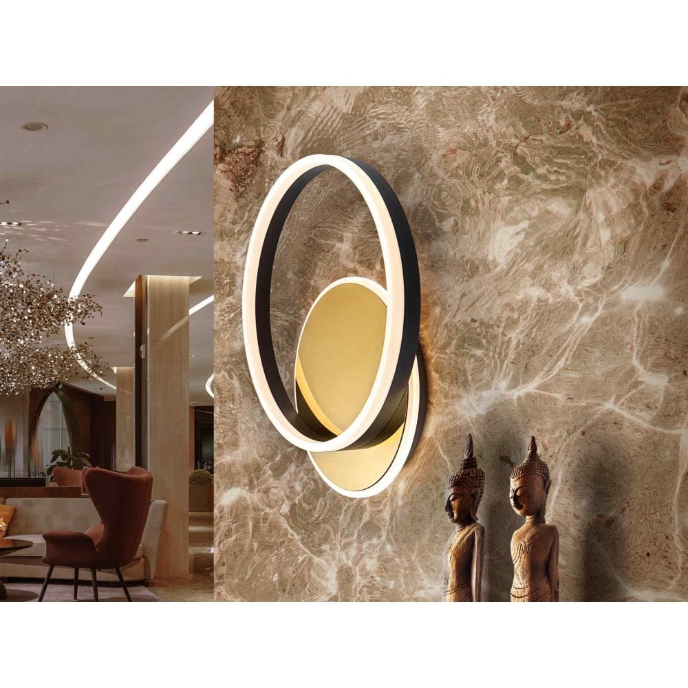 Oriel LED Flush Ceiling  Light Gold/Black
