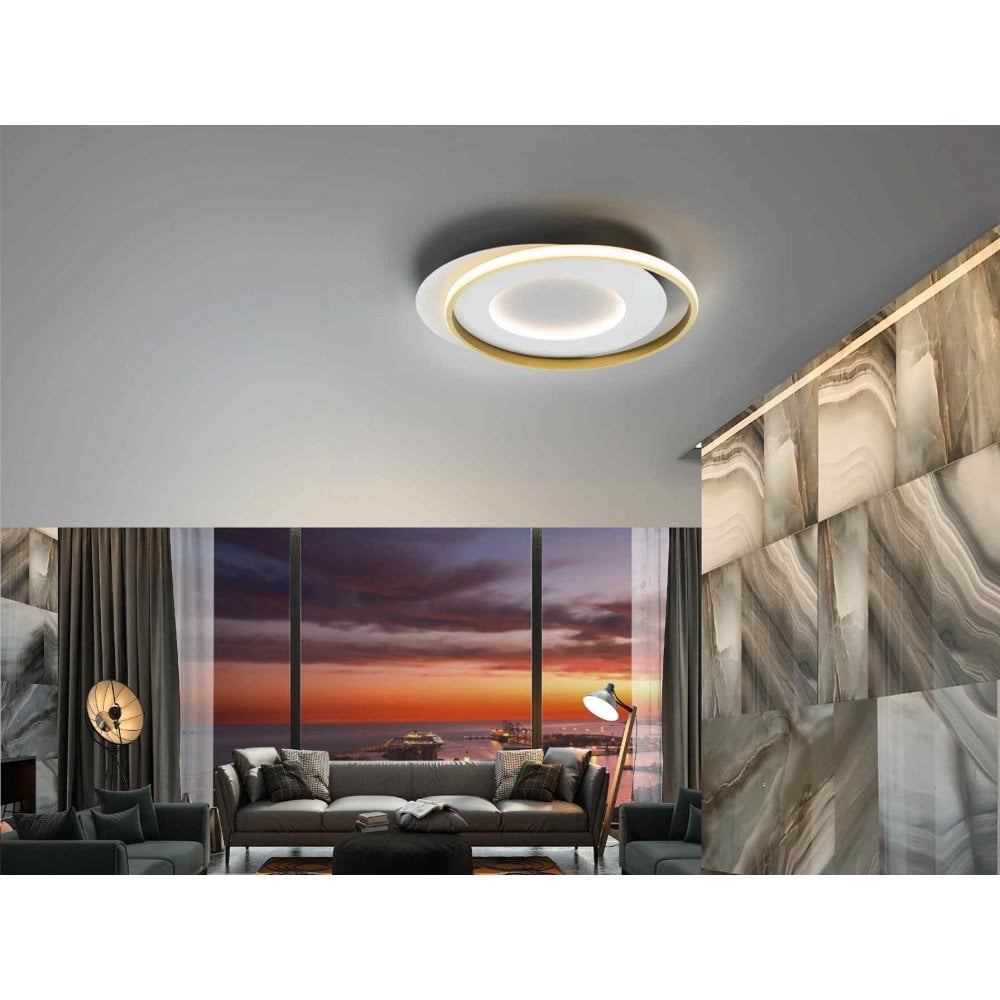 245135 Limbos LED Flush Ceiling Light White/Gold