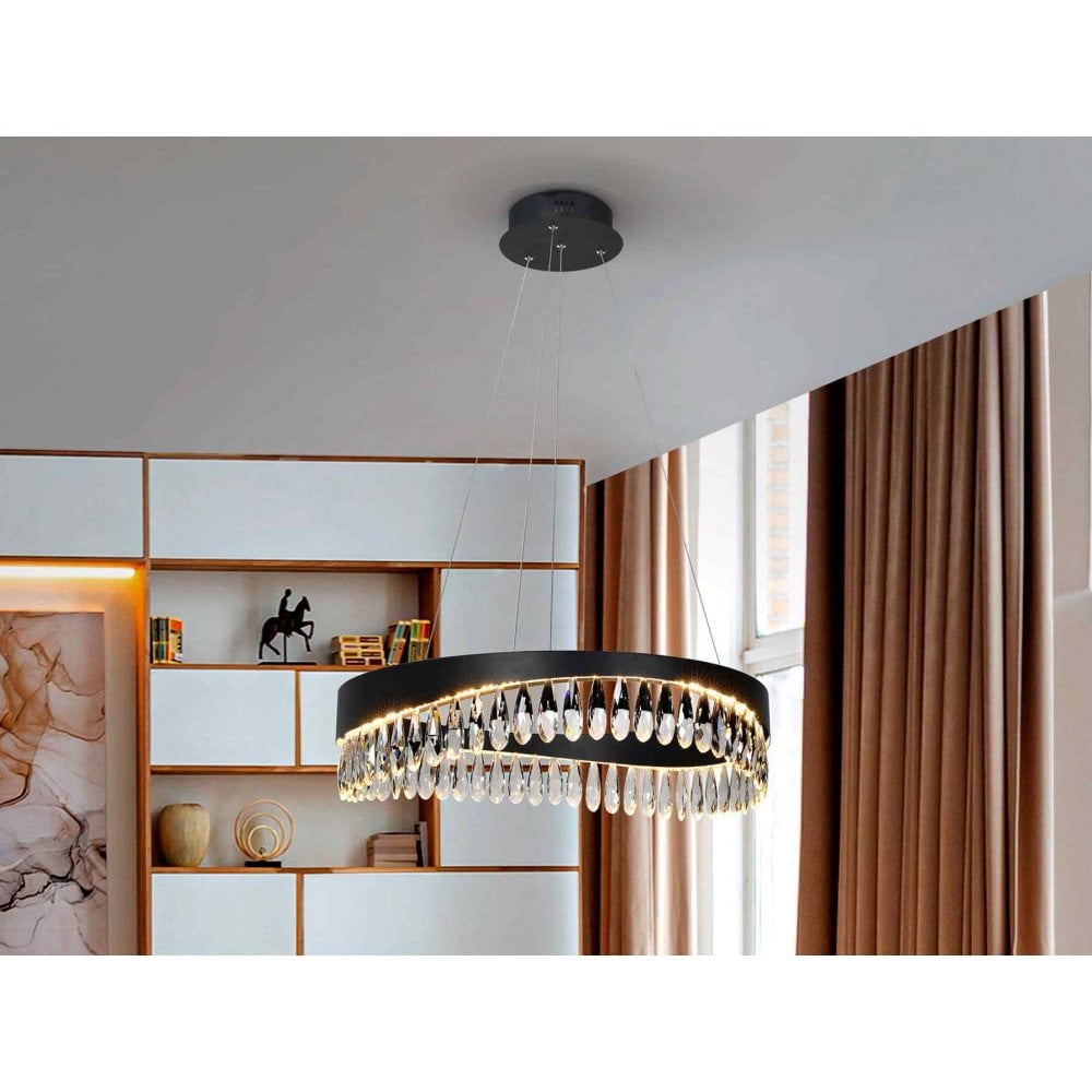 294720 Selene LED Pendant Black Crystal