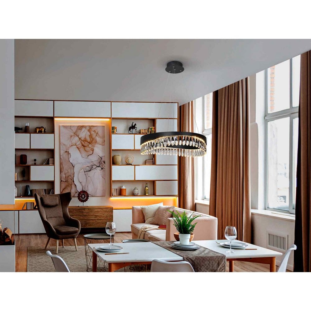 294720 Selene LED Pendant Black Crystal