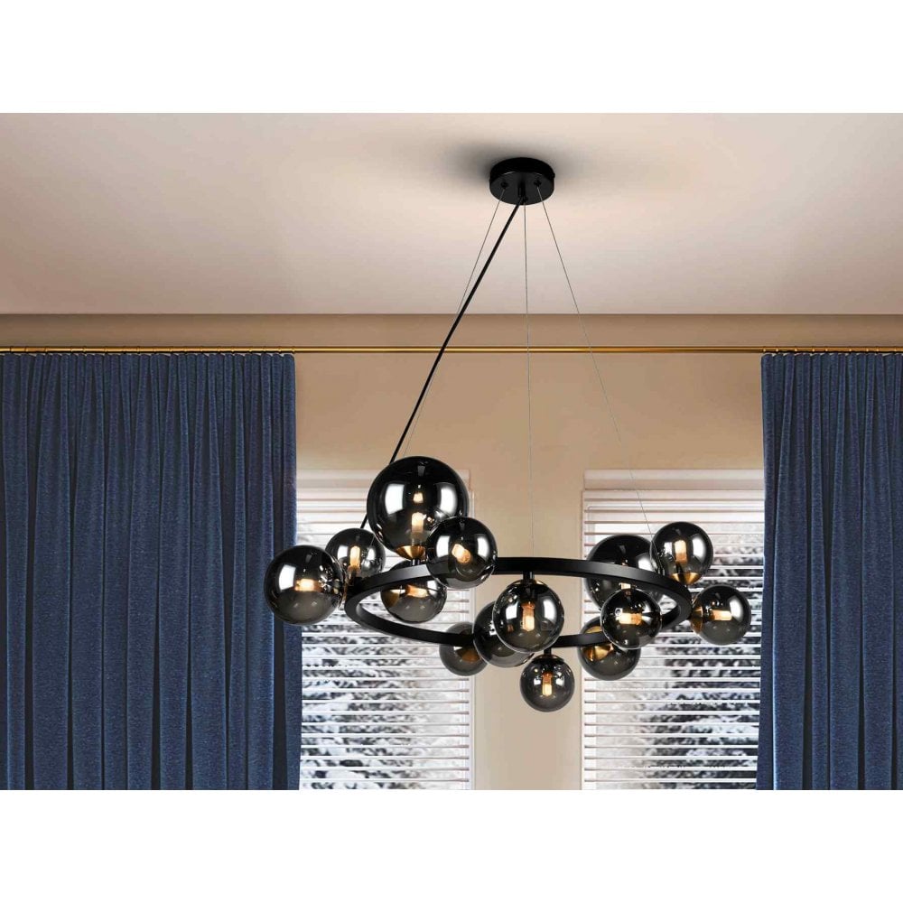 329613 Astros 14 Light Pendant Black