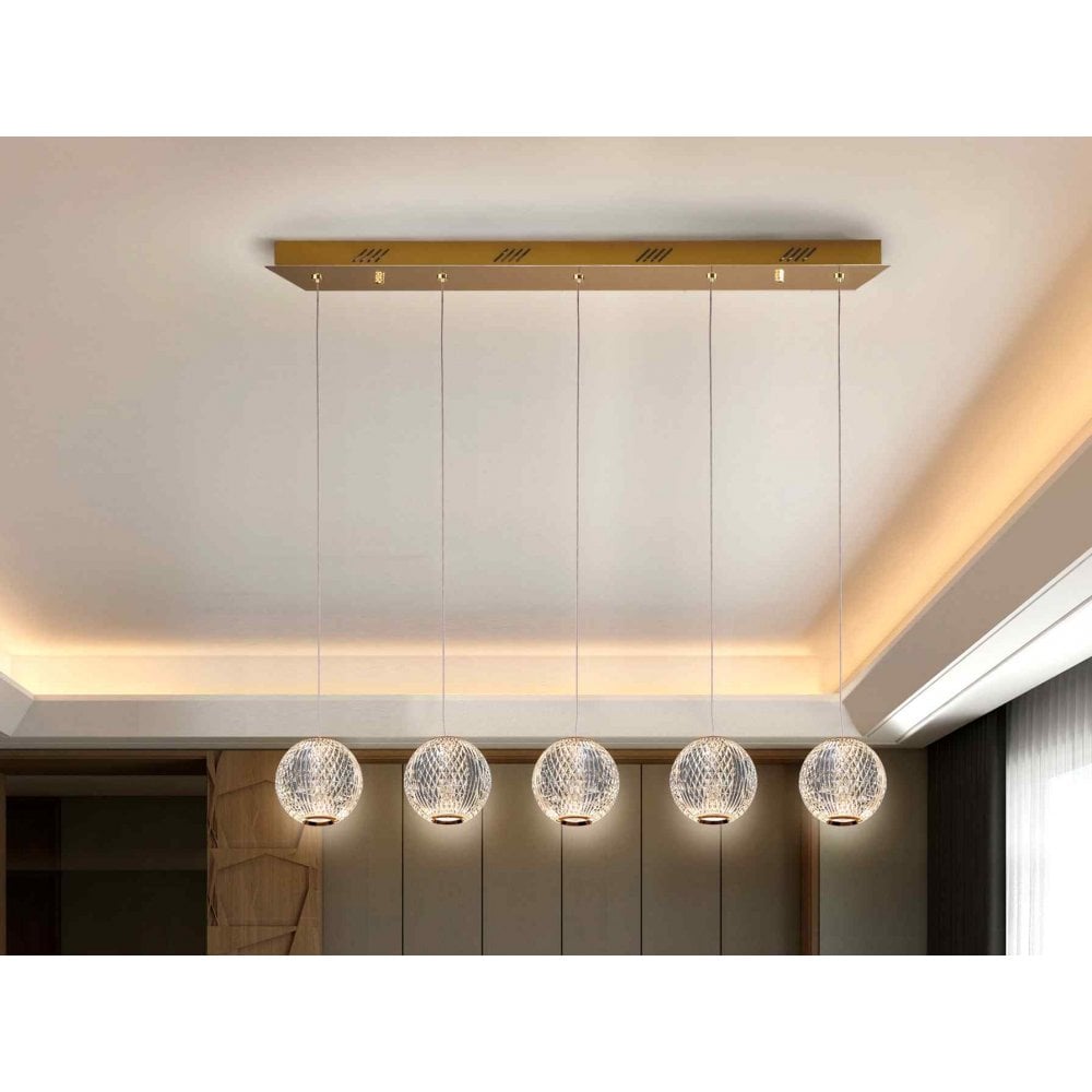 354264 Austral LED 5 Light Pendant Golden
