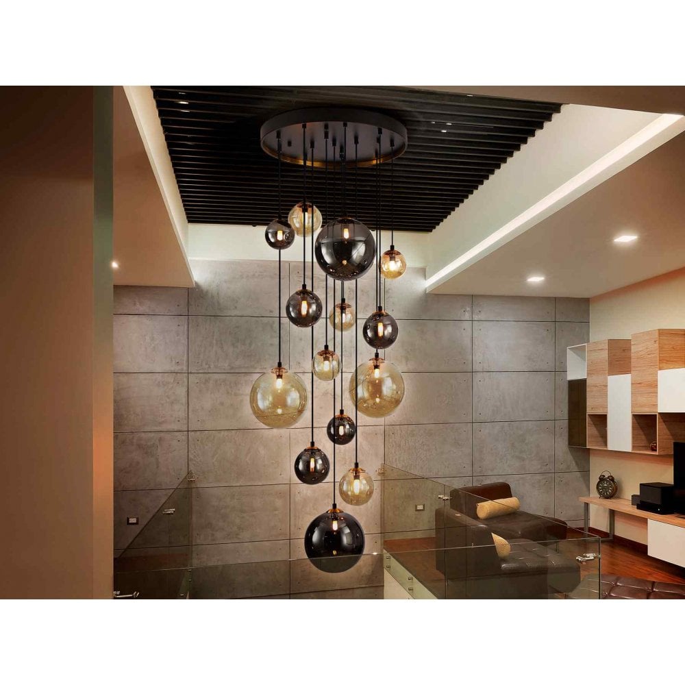 439015 Dark 14 Light Pendant Black/Brass