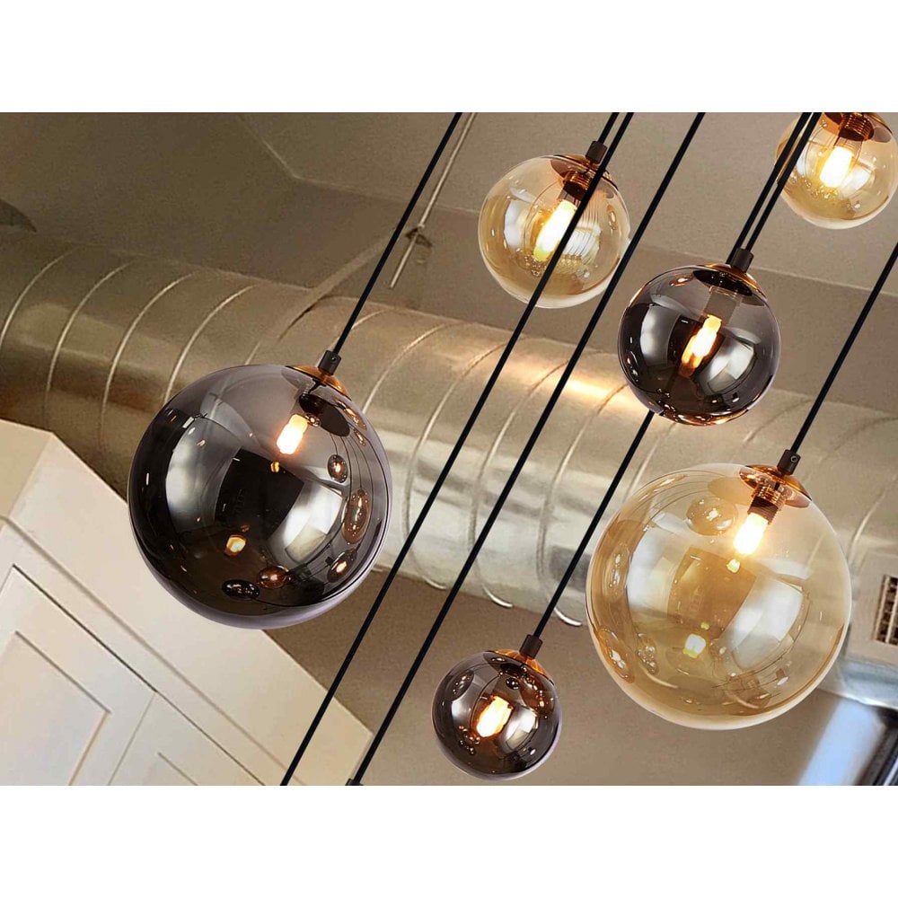 439176 Dark 9 Light Pendant Black/Brass