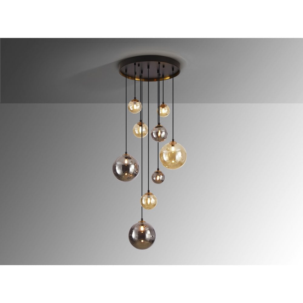 439176 Dark 9 Light Pendant Black/Brass