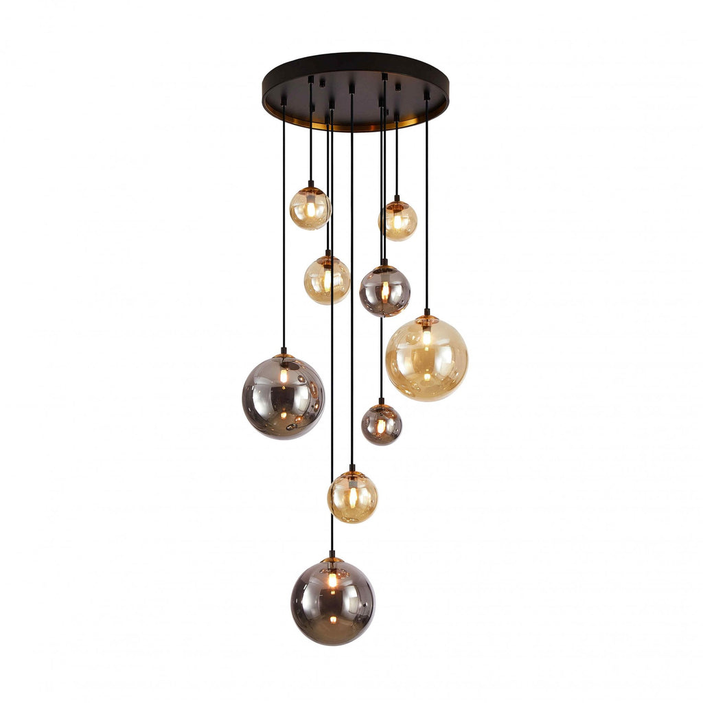 439176 Dark 9 Light Pendant Black/Brass