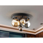 439244 Dark Flush Ceiling Light 5 Light Black Brass