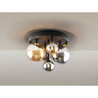 439244 Dark Flush Ceiling Light 5 Light Black Brass