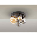 439244 Dark Flush Ceiling Light 5 Light Black Brass