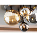 439244 Dark Flush Ceiling Light 5 Light Black Brass