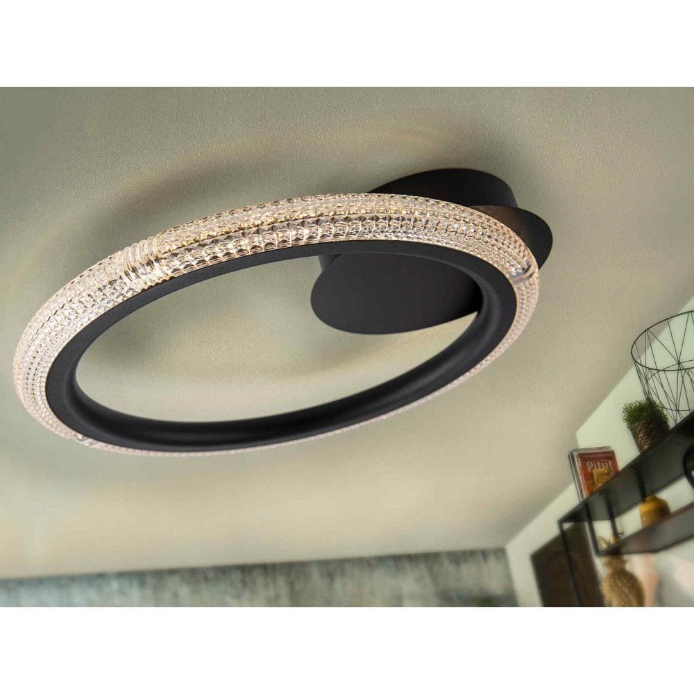 717847 Ring Flush Ceiling Light/Wall Light 1 Ring Black