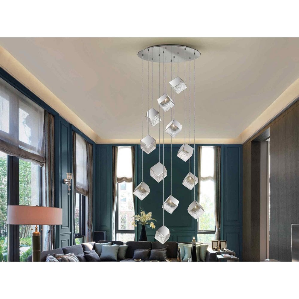 721240 Priscila 12 Light Pendant Chrome EX DISPLAY