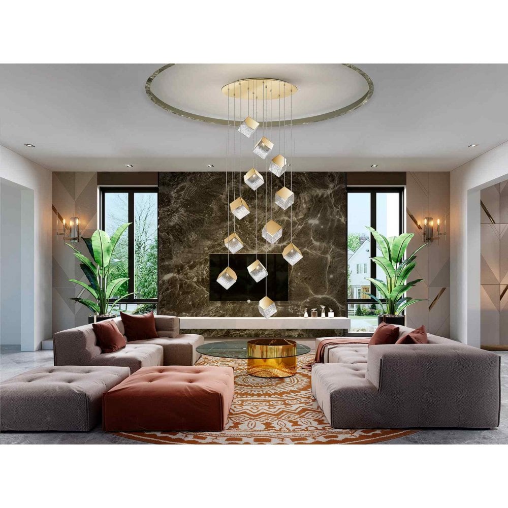721257 Priscila 12 Light Pendant Gold