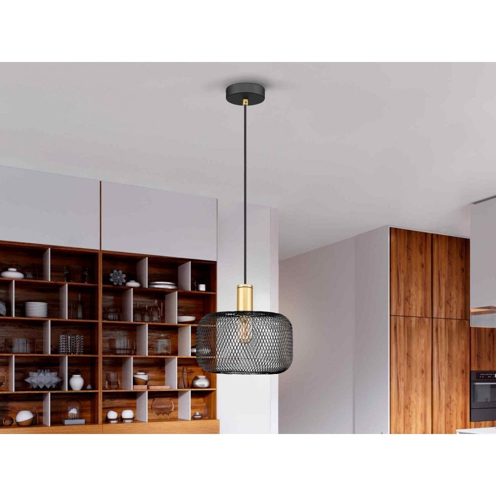 910132 Osiris 1 Light Pendant Gold Black