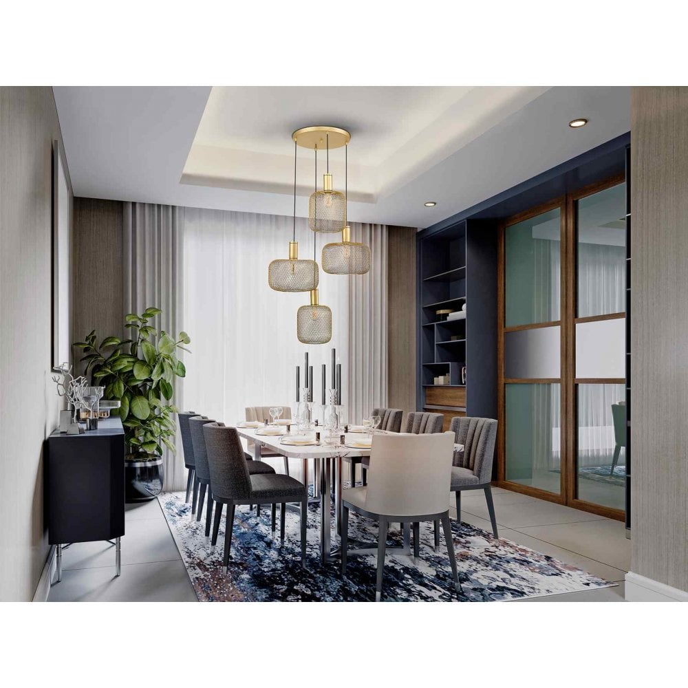 910460 Osiris Round 4 Light Pendant Gold