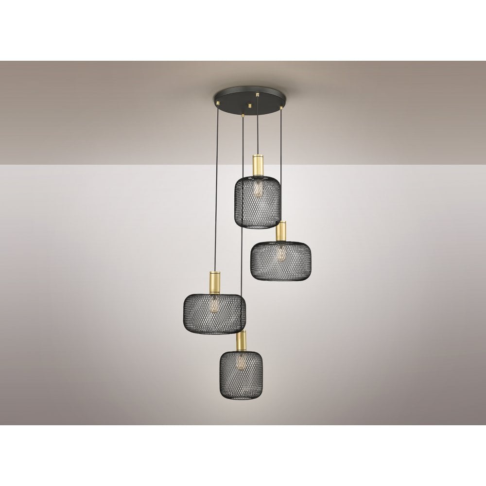910477 Osiris 4 Light Pendant Gold Black