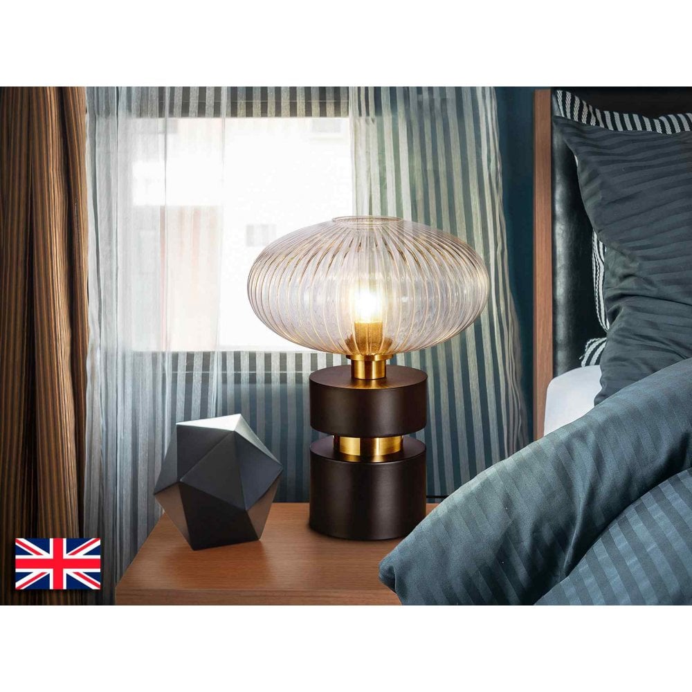 225274UK Norma Table Lamp 1 Light Black Brass