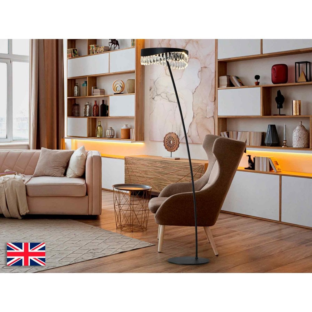 294867UK Selene LED Floor Lamp Black Glass