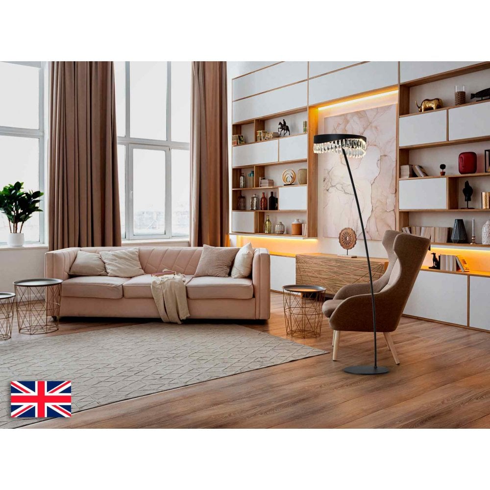 294867UK Selene LED Floor Lamp Black Glass